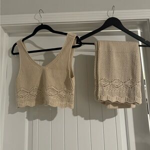 House of Harlow 1960 Cream Knit Skirt Set